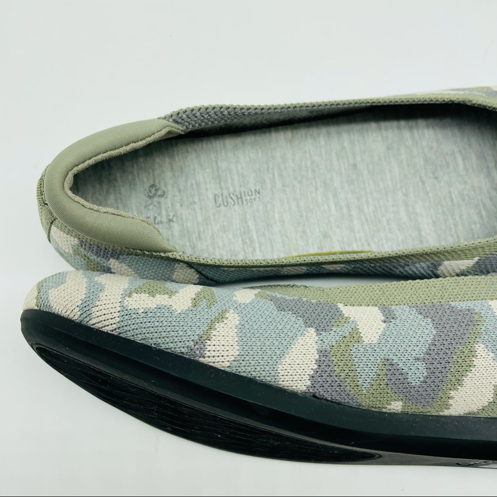 Women's Camo Slip-On Ballet Flats - Olive - Picture 9 of 15